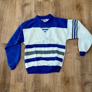 Classic Blue and White Striped Crewneck Sweater